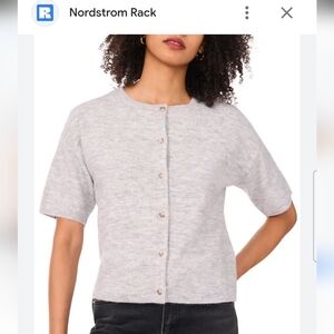 Nordstrom 1 State Light Gray Short Sleeve Knit Cardigan